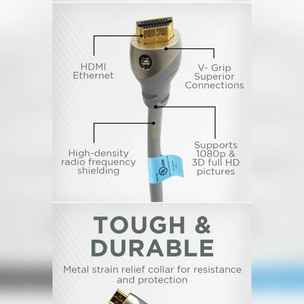 MONSTER ADVANCED white Computer cord standard speed cable for HDMI